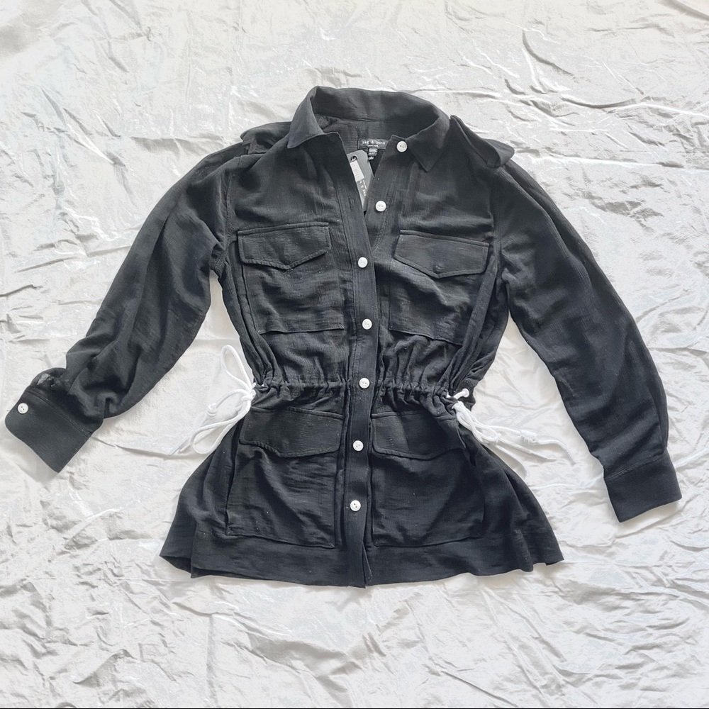 ☆Rag & Bone Black Blouse with String Waistbelt☆